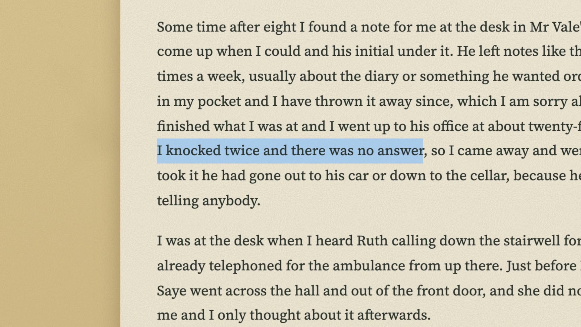 A witness statement with “I knocked twice and there was no answer” selected