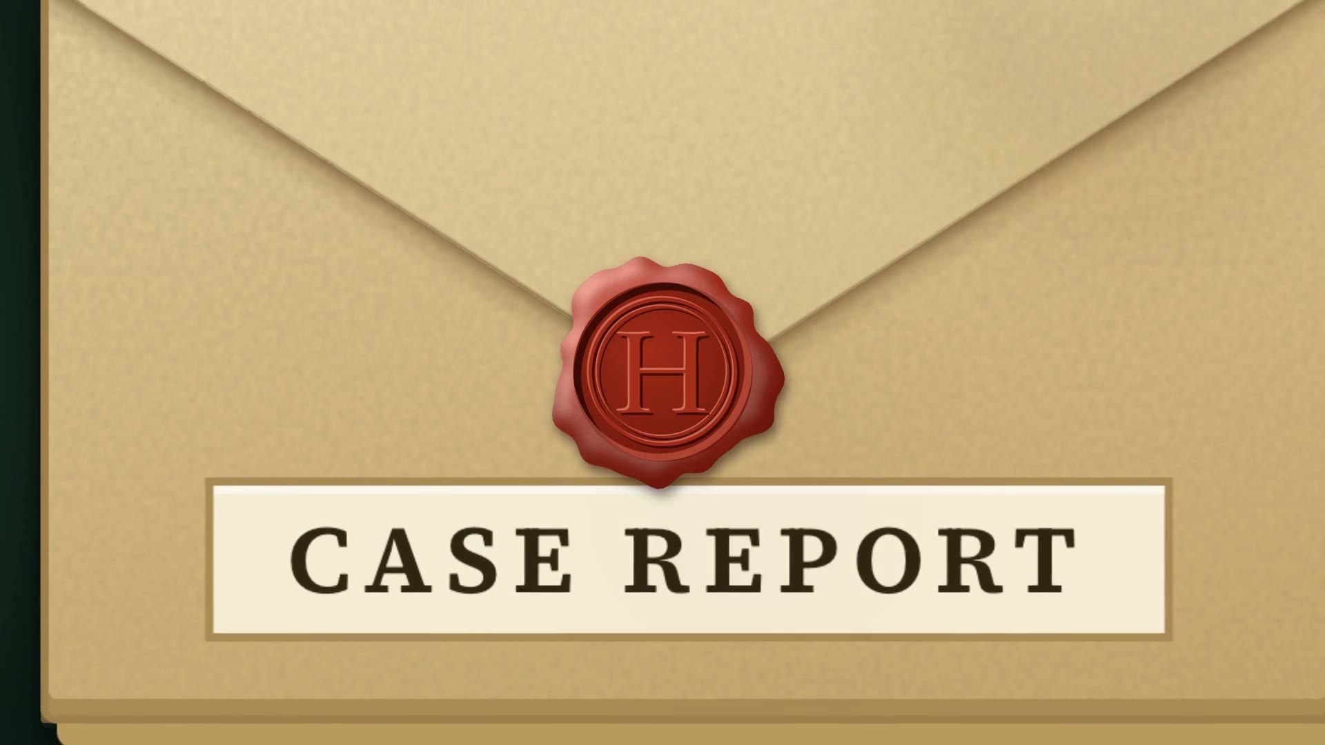 The Case report envelope, sealed with red wax
